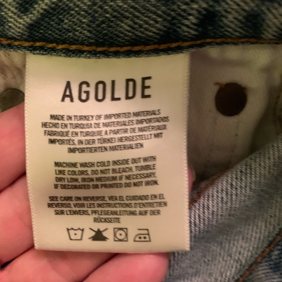 AGOLDE Parker Cutoff Organic Cotton Denim Shorts (Riptide) - Picture 4 of 5